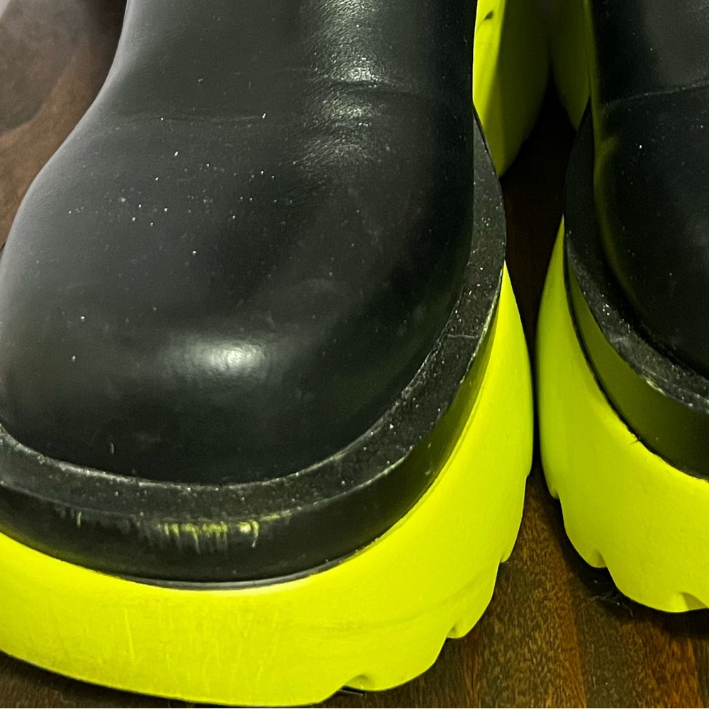 Black and Neon Green Platform Boots - Picture 2 of 6